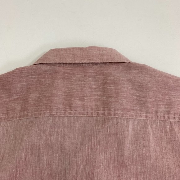 Theory Mens Large Heather Red Button Down Shirt Long Sleeve 2 Front Pockets - Picture 8 of 12